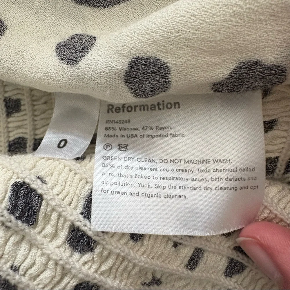 Reformation Reign Top Ink Blot Print Black White Sweetheart Neckline Size 0